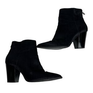 Lucky Brand Adalan 2 Genuine Cow Hair Fur Boots Womens 9.5 Black Pointy Toe